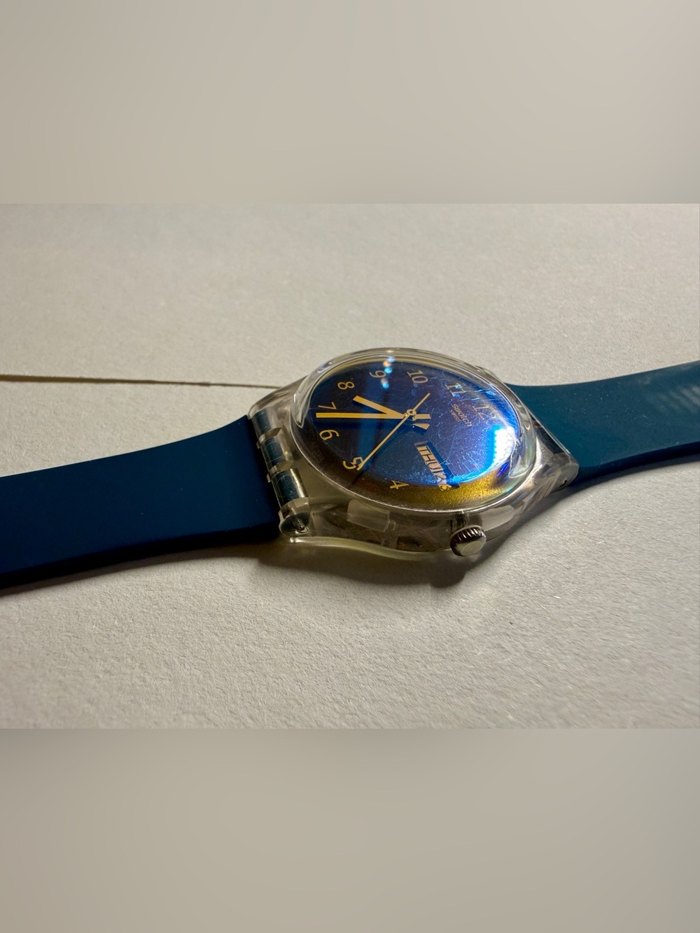 Swatch Watch with Glossy Teal Face and Teal Strap - Picture 6 of 7